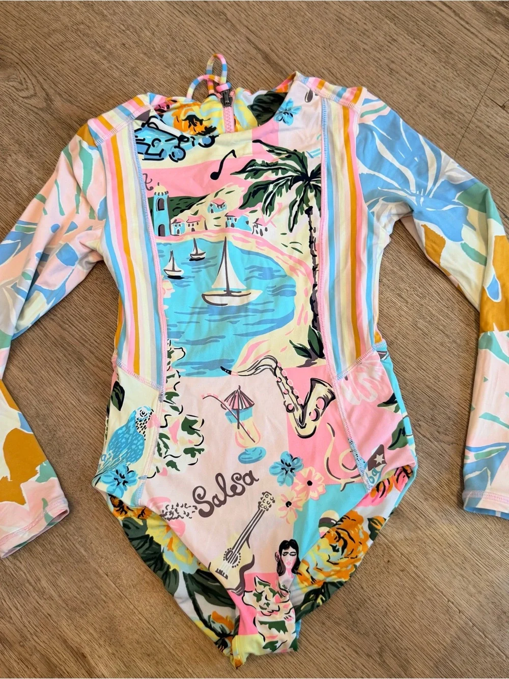 Girls Maaji reversible Floral Long-Sleeve One-Piece Swimsuit
